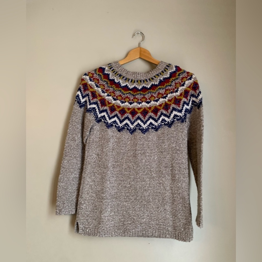 J. Jill Women’s Fair Isle Nordic Knit Sweater Ski Tunic Longer Length Cozy